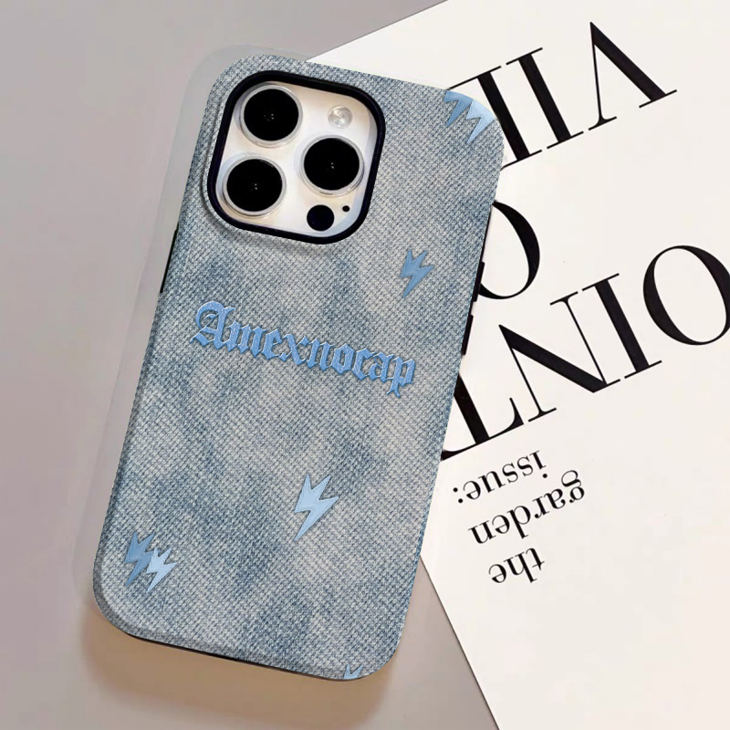 蓝牛仔闪电适用苹果16手机壳iphone15小米14华为13新款oppovivo男