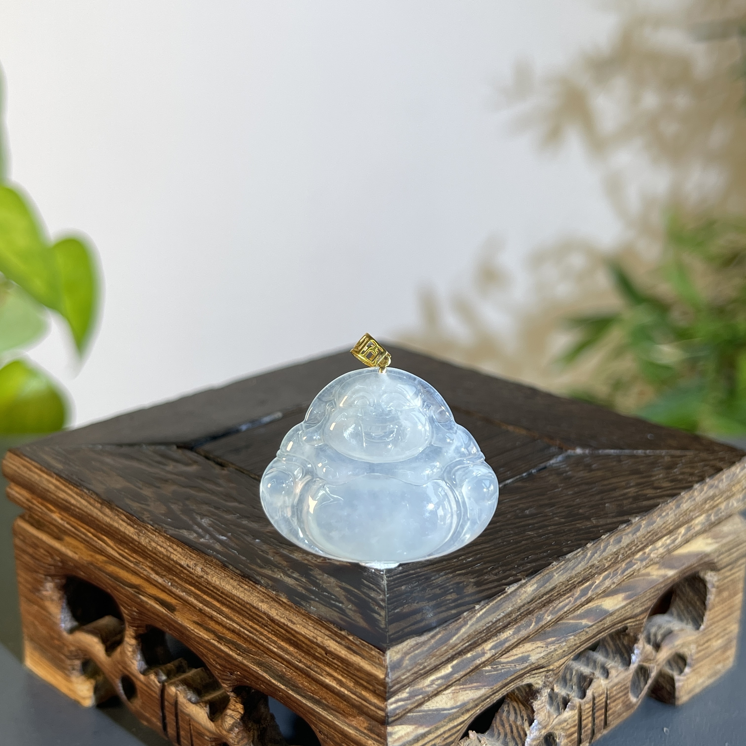 JTA26-58 天然缅甸翡翠A货 18K扣佛公