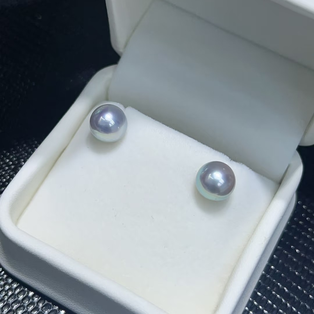 真多麻素钉8-8.5  18K金针海水珍珠耳钉