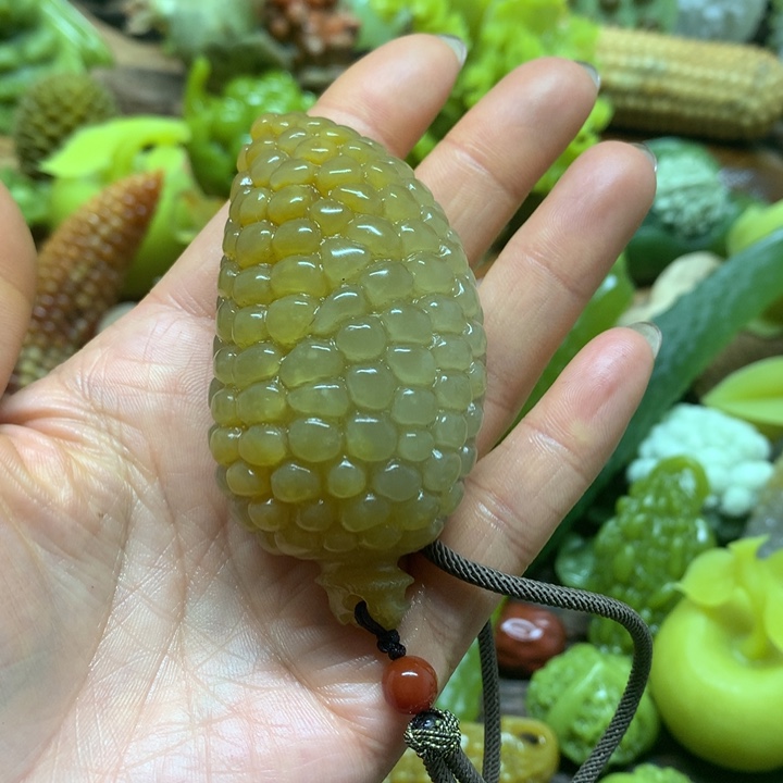 石英质玉（金丝玉）手把未镶嵌夏**风