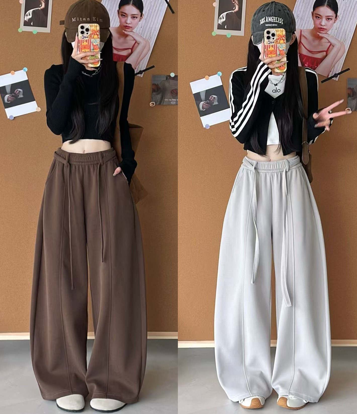 复古弯刀裤女25年新款琥珀流光风口袋宽松显瘦百搭阔腿裤子卫裤