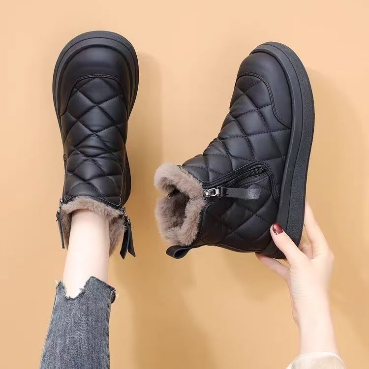 时尚雪地靴女冬季新款加绒加厚东北大棉鞋防水防滑保暖女厚底短靴