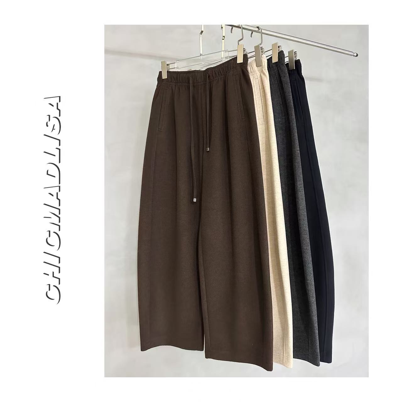 MADLISA【新】软糯羊毛重磅质感慵懒腔调保暖休闲镰刀裤