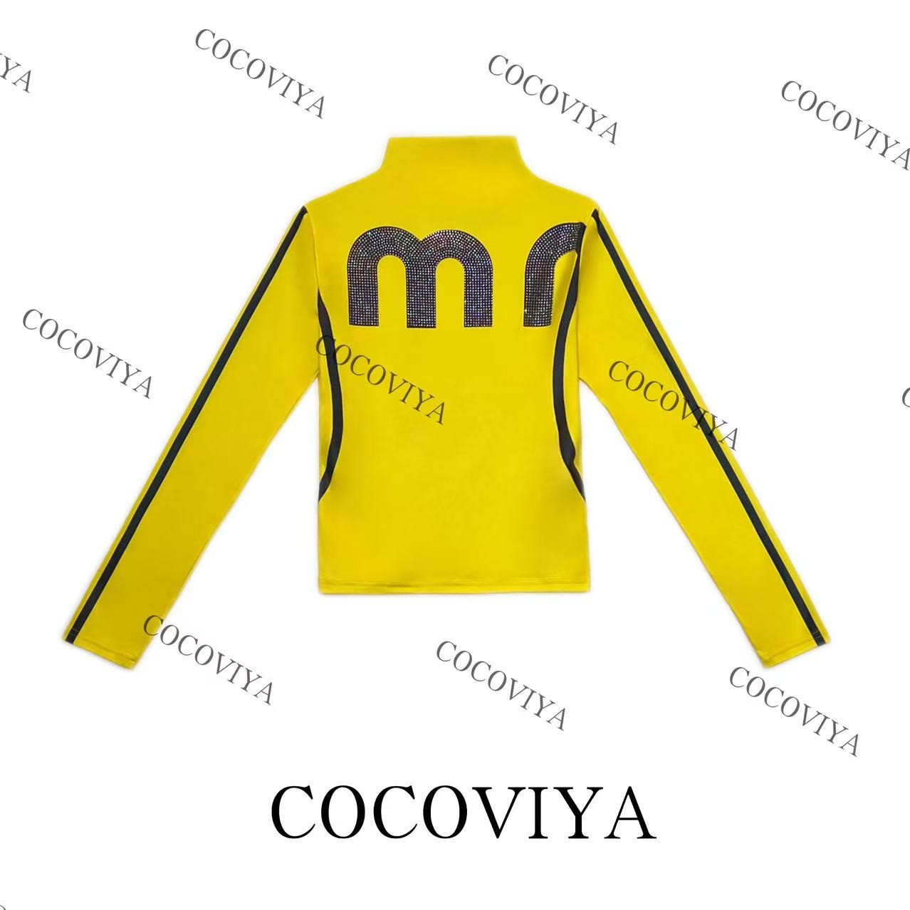 【CC】COCOVIYA炫闪M型潮酷条纹德绒长袖T恤时尚内搭上衣26C-1025