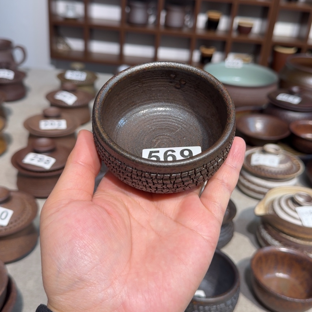 虚***虚粗瓷茶具素色盖碗