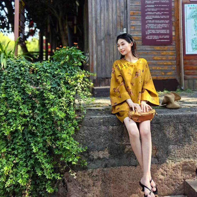 25姆米满分桑蚕丝红云纱国风衬衣12345集合