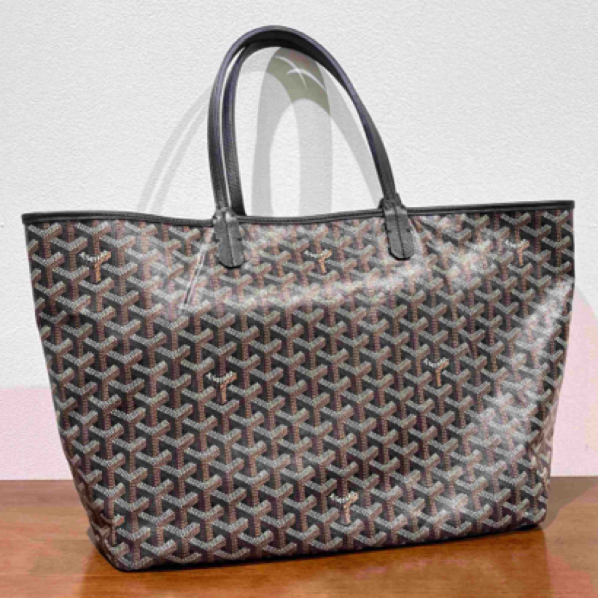 99新 Gaoy/戈雅 黑色老花中号托特