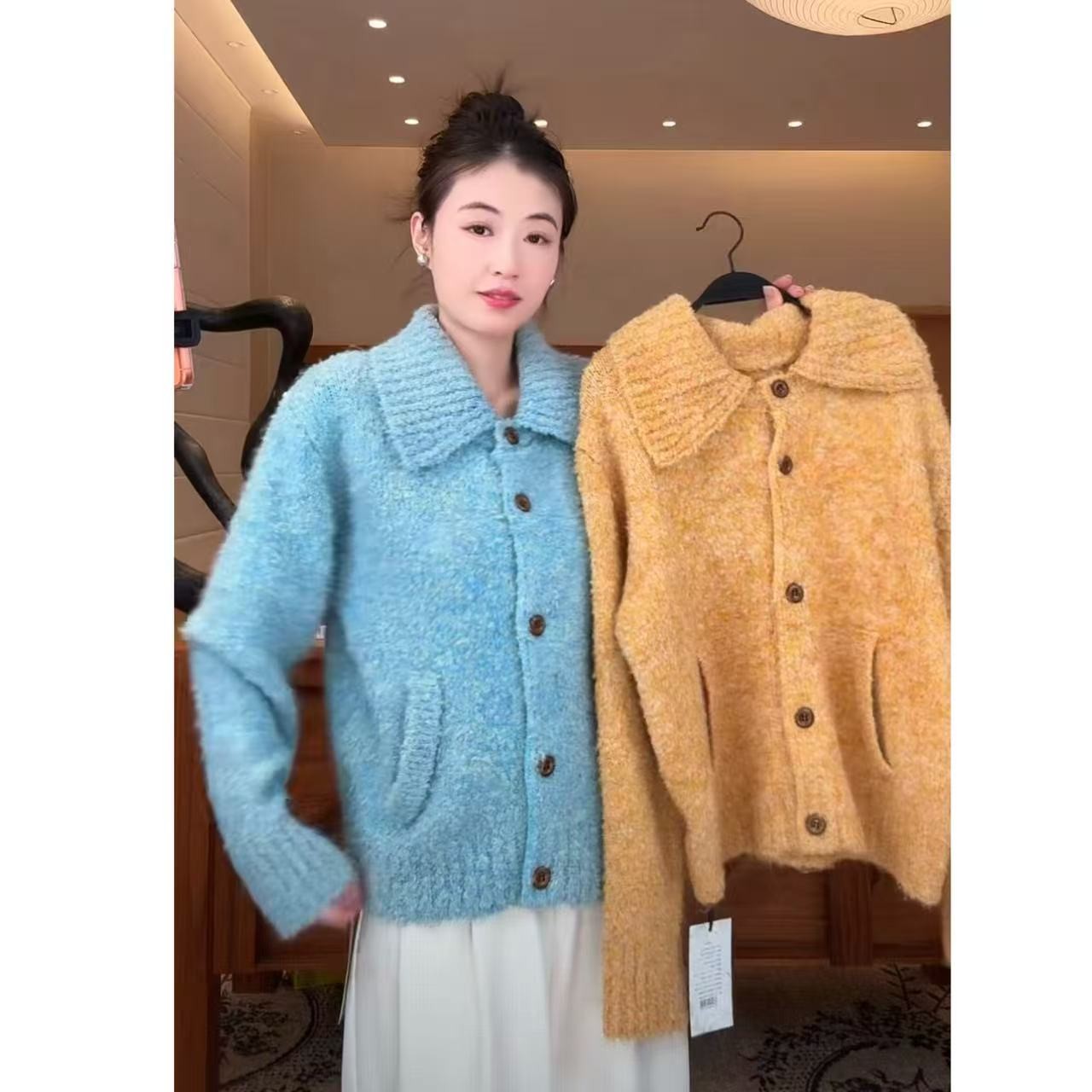 Zwinnie/詹维尼【圈圈纱翻领开衫外套】 XH-WMY202503