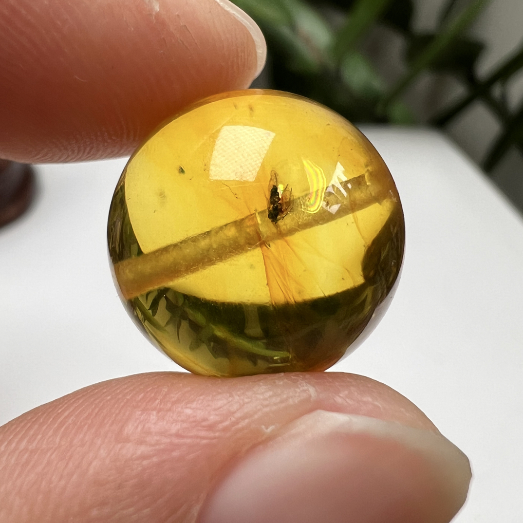 虫珀圆珠尺寸：16.9mm
