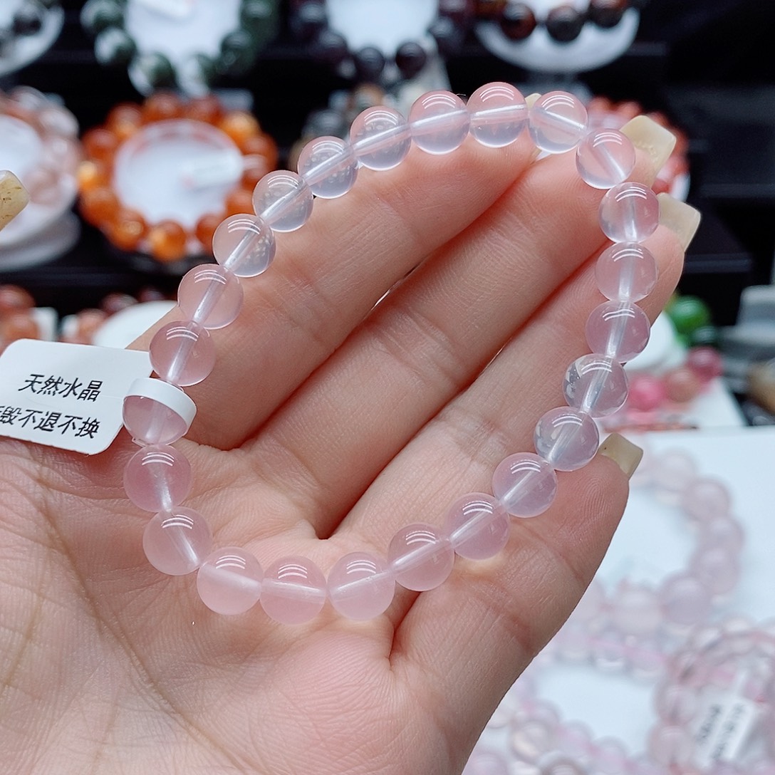 用***8未镶嵌手链水晶粉水晶