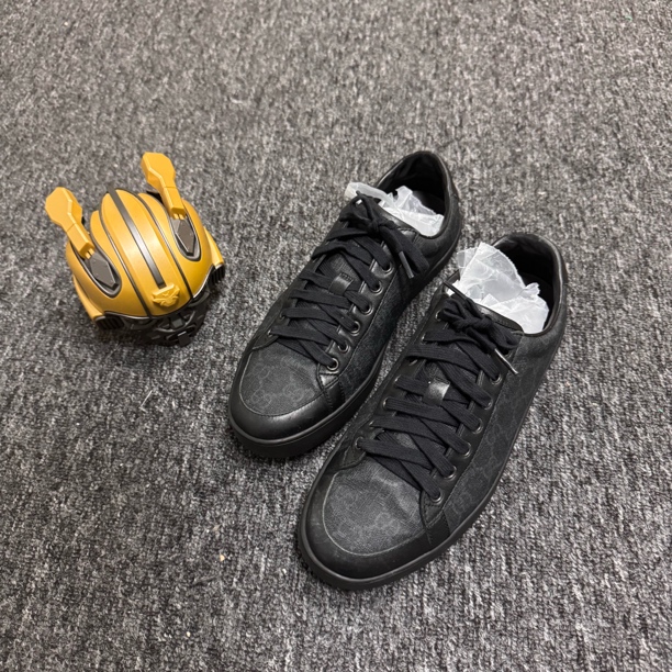 95新 GUCCI/古驰 /40.5码/41码/黑色老花满印板鞋/公价4500
