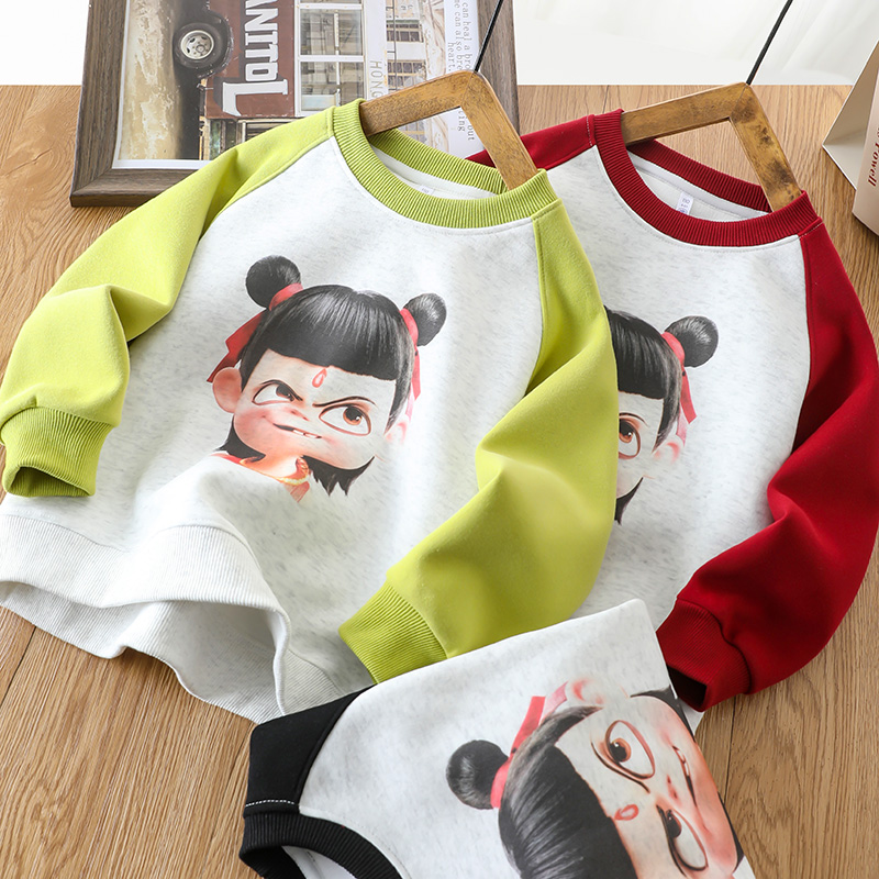儿童哪吒服装卫衣2025新款春秋男童休闲上衣男孩炸街国潮风打底衫