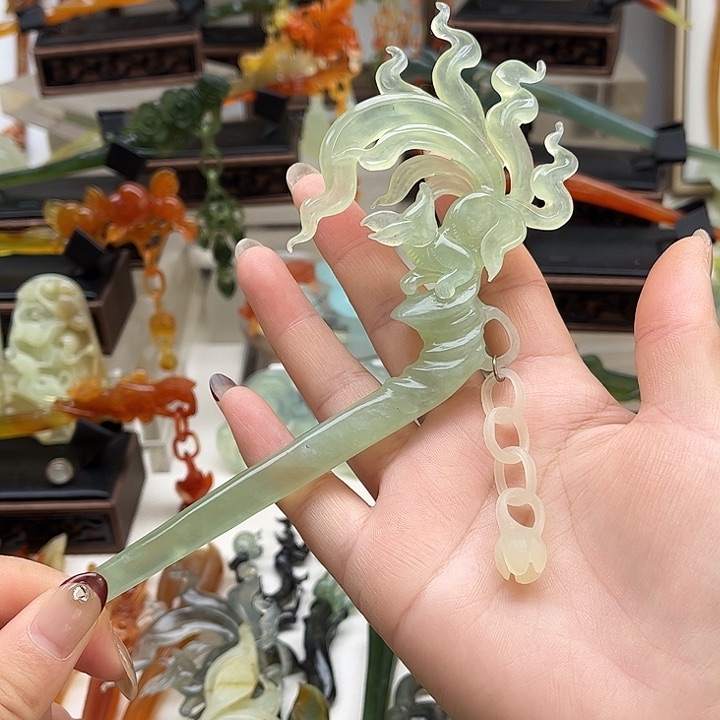 蛇纹石玉岫玉发簪未镶嵌［****］