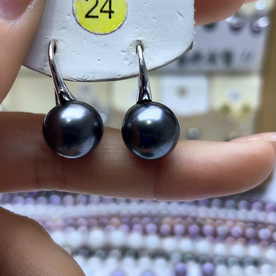 海水珍珠耳饰银S925镶嵌