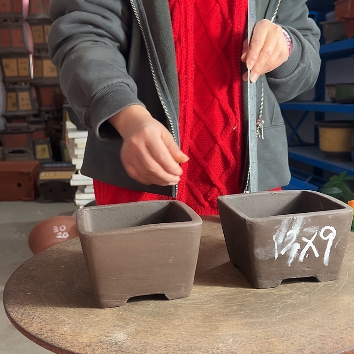 13+13紫泥四方花盆花盆