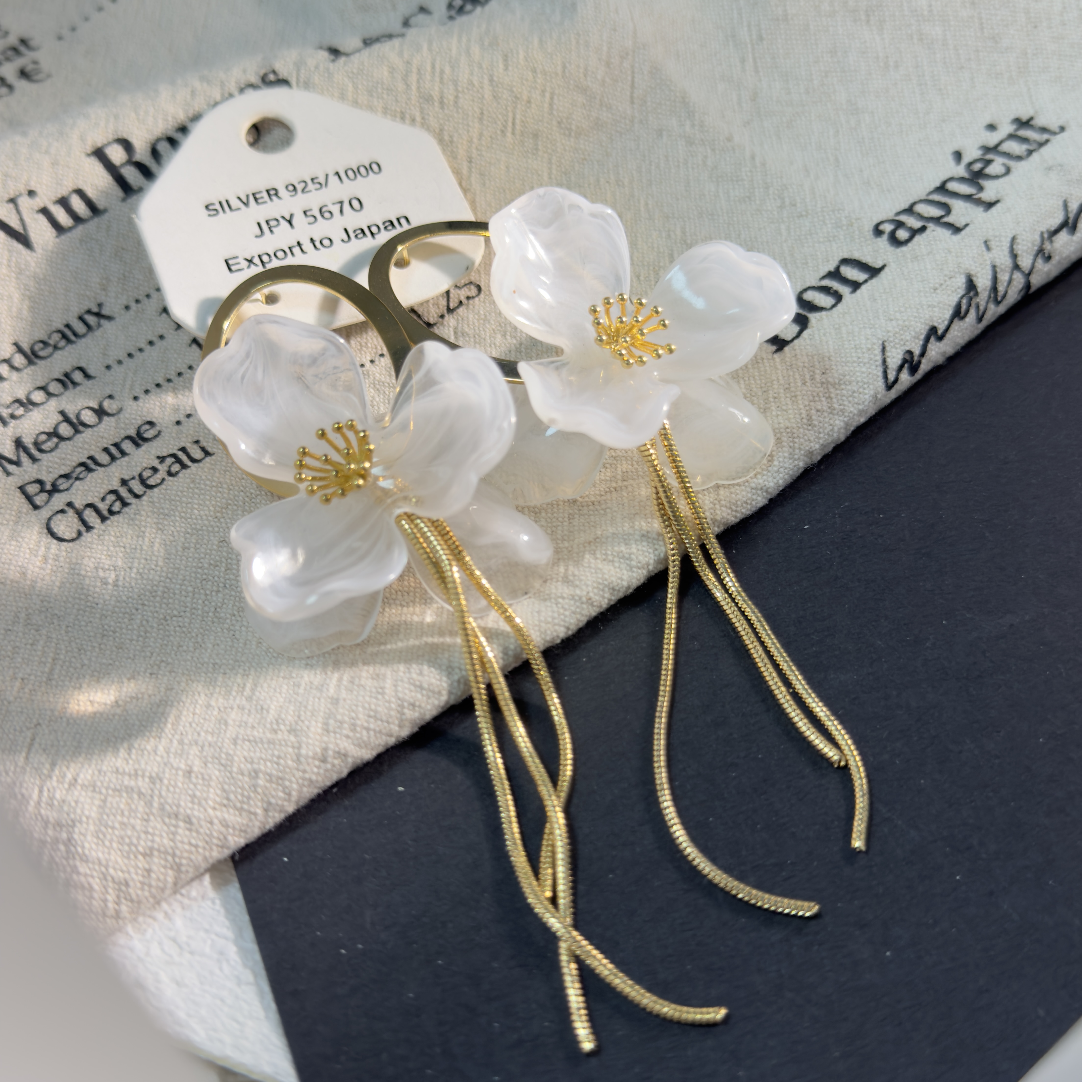 铜合金合成锆石耳饰 手工气质时尚百搭古风长款超仙耳环QC3528