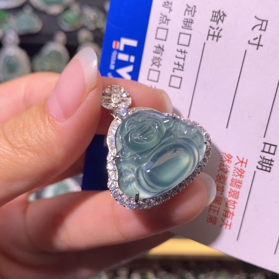 翡翠银S925镶嵌颈饰天然