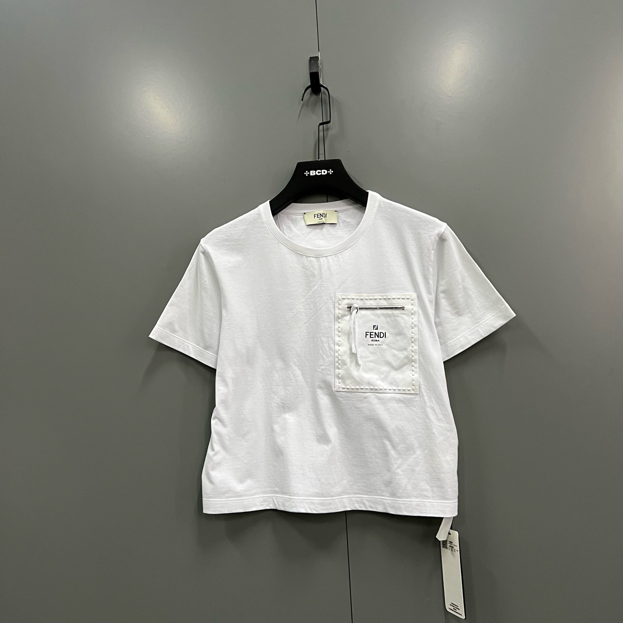 95新 FENDI/芬迪 （bb）字母印花拉链口袋短袖 M码/5900/bc014653 