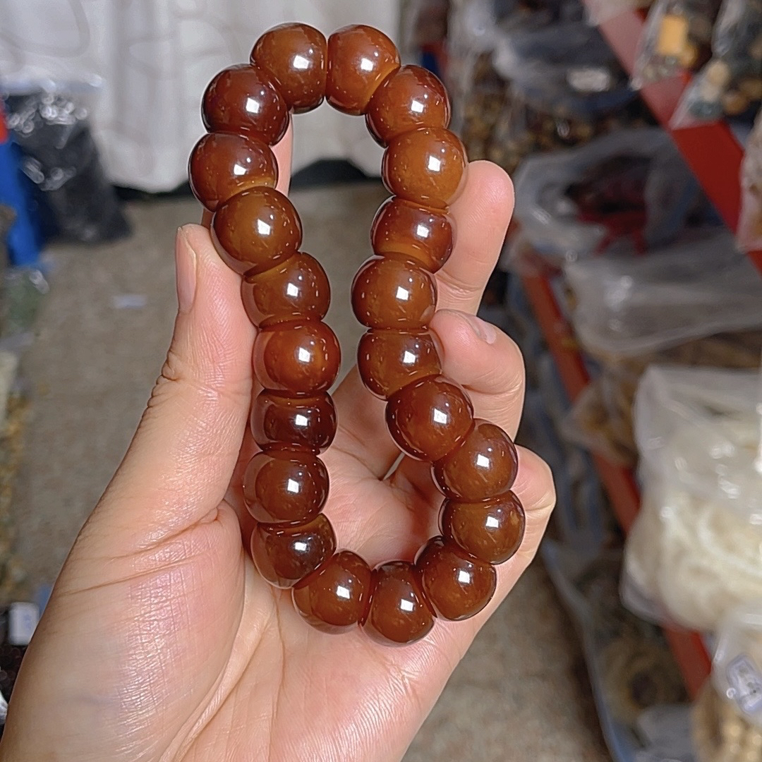 （A08）14.5mm深咖色蒜瓣大肠天然菩提根串