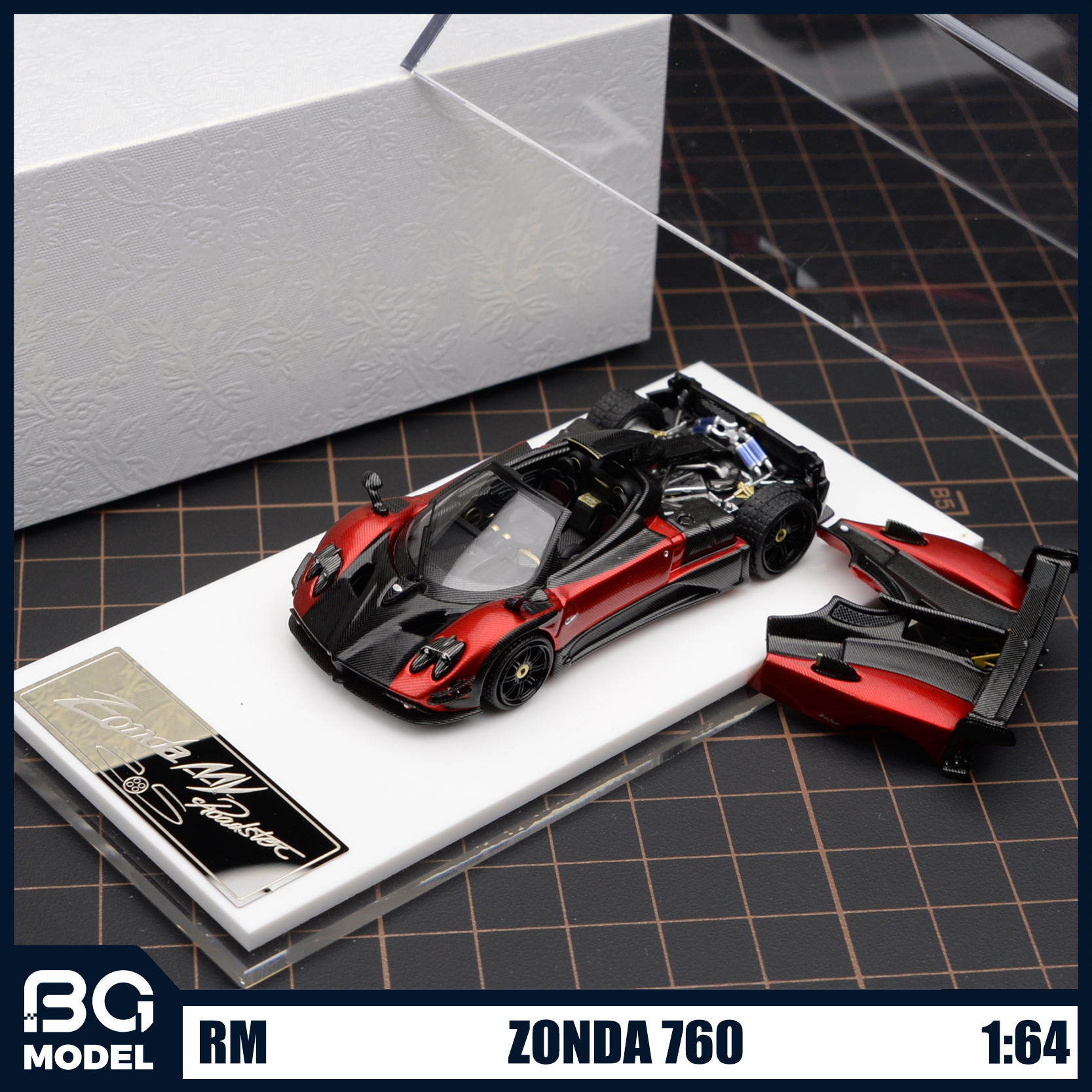 RM 1:64帕加尼Zonda 760 MY敞篷开盖合金汽车模型摆件