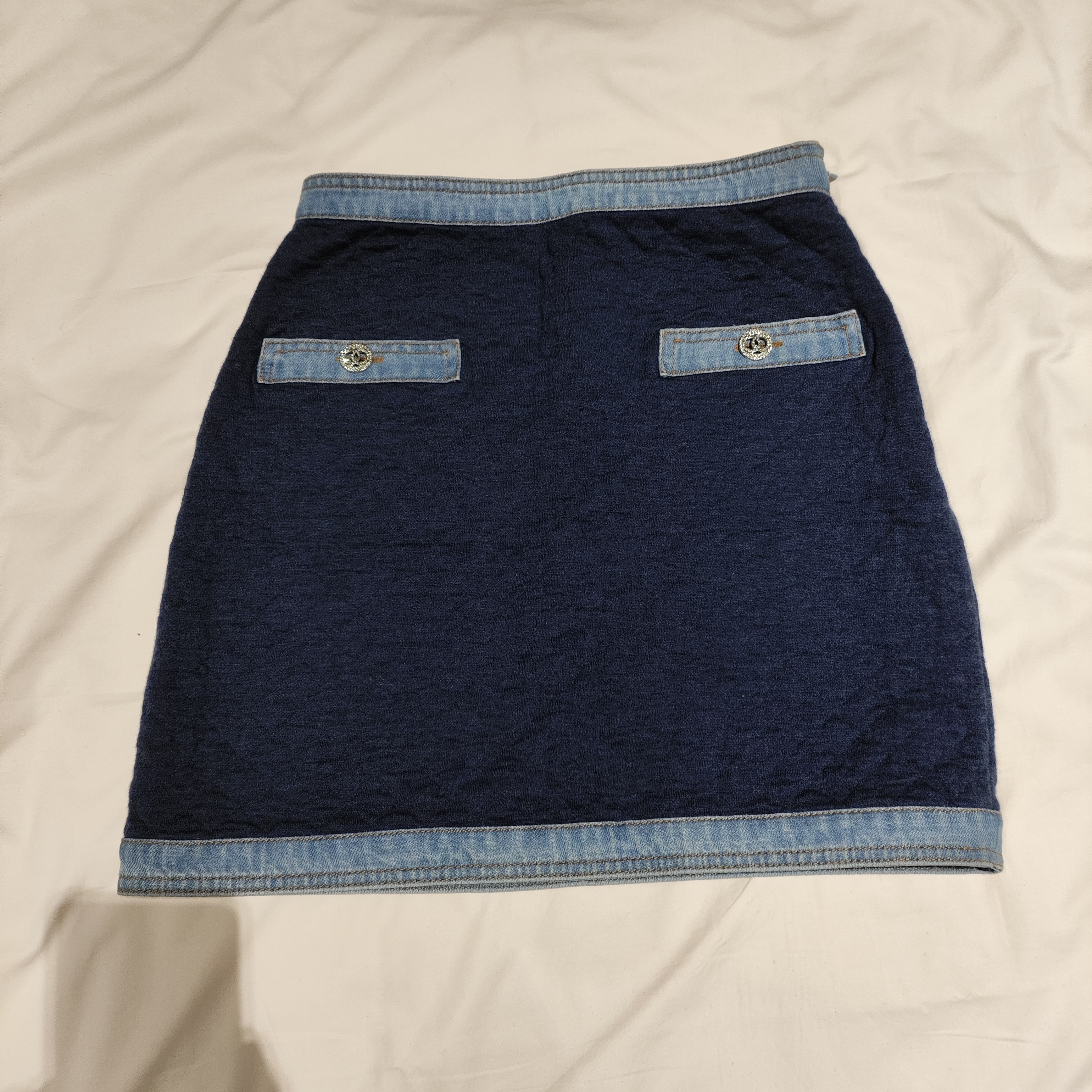 95新 Chanel/香奈儿 麦殿/混纺短裙36码海军蓝/240831LZXXH53