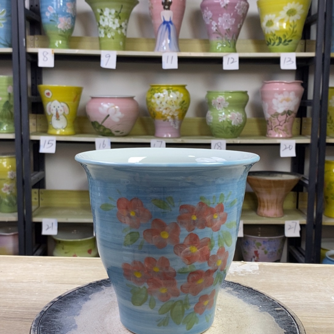 景德镇手工手绘陶瓷花盆