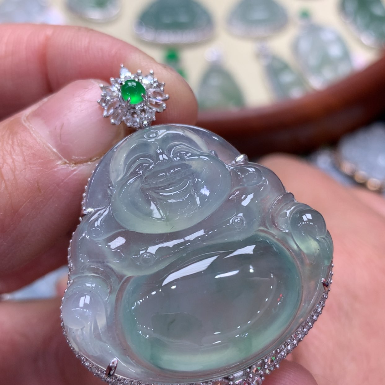 【闪购商品】翡翠颈饰18K金镶嵌佛公