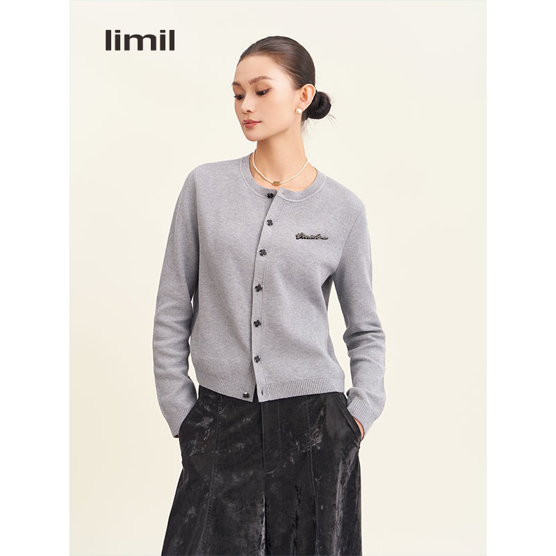 limil/丽米儿新款冬季圆领气质宽松休闲毛衣针织开衫948016