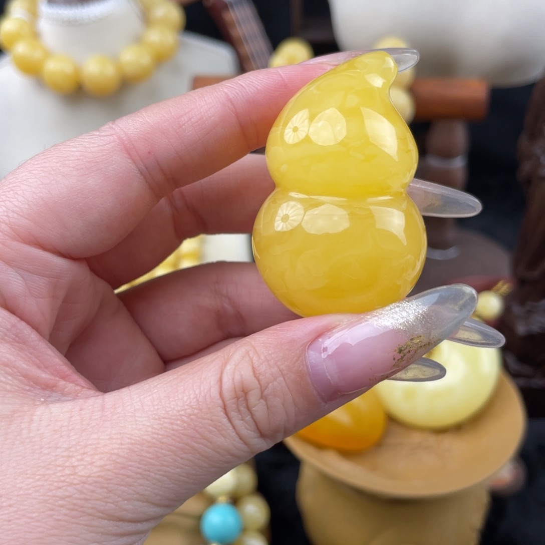 琥珀未镶嵌裸石焦皮葫芦