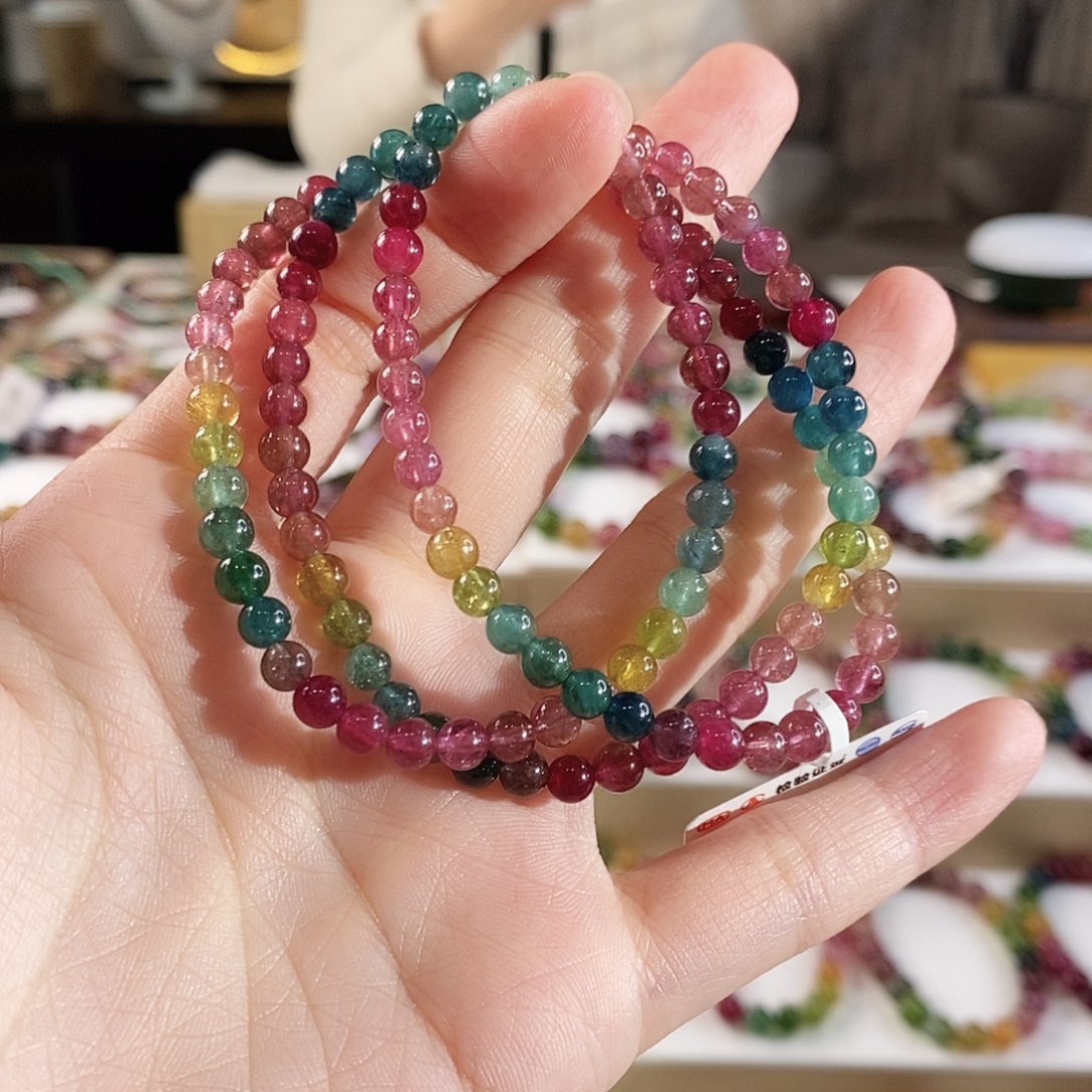 碧玺手串未镶嵌G2353三圈颜色微差