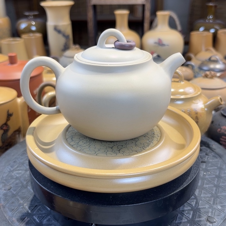 建水紫陶白泥合欢壶