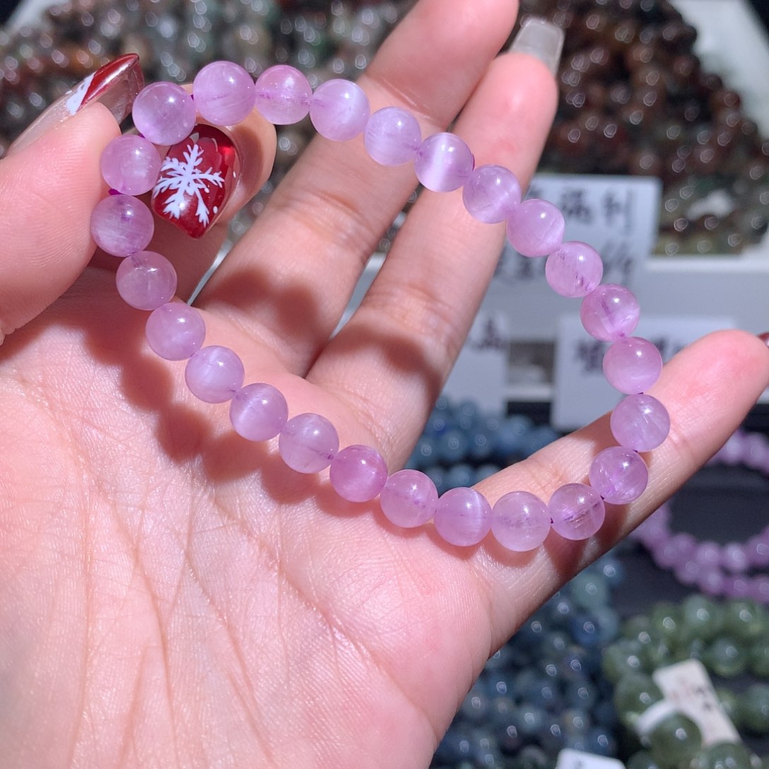 未镶嵌手链水晶猫眼紫锂辉6-7