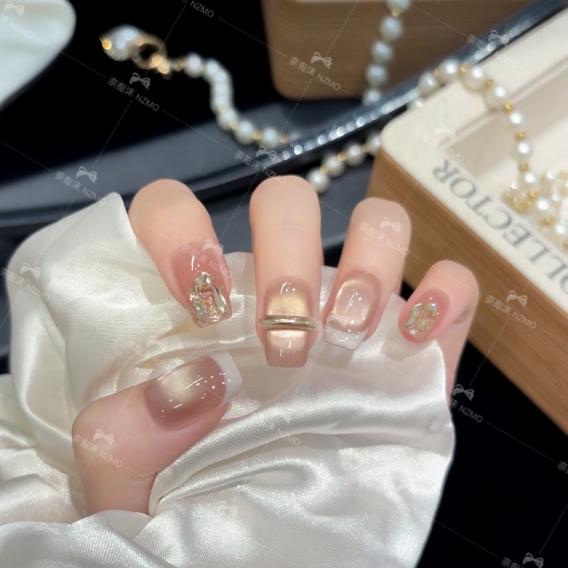 【星叙甜章】X法式镶钻ins风高级感美甲纯手工穿戴甲