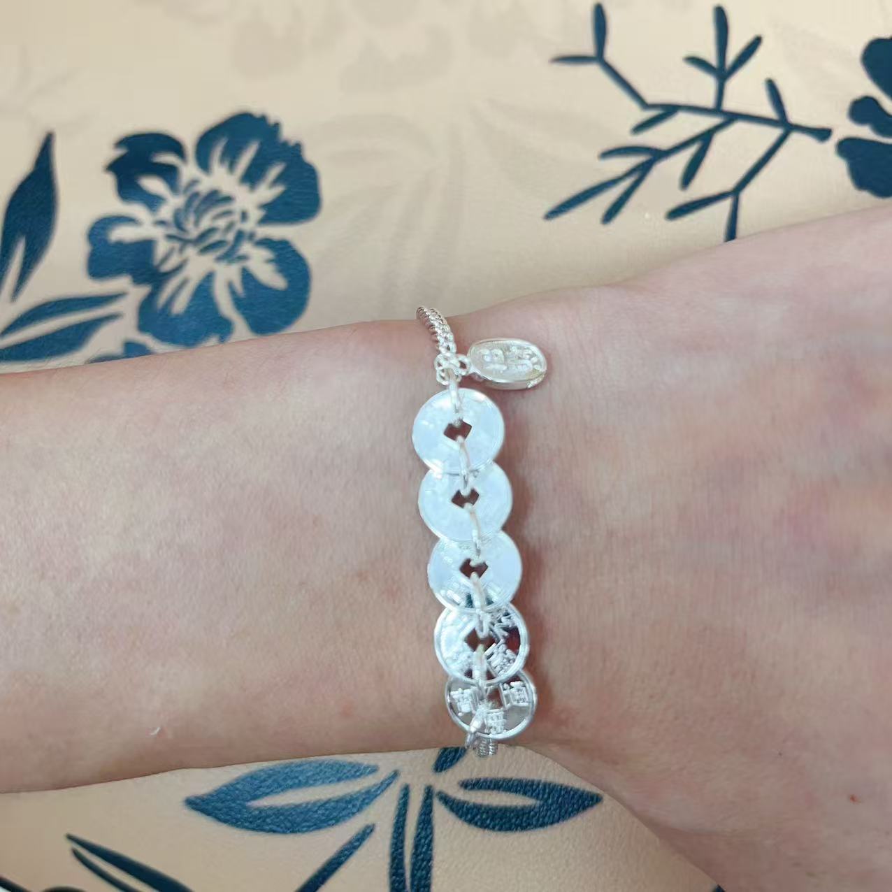 足银手链 纳福五帝币优雅民族风手链