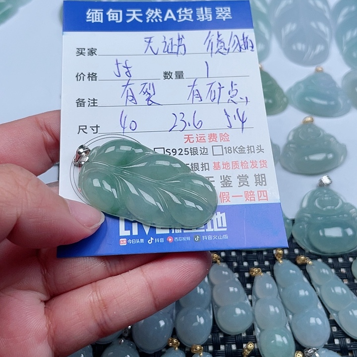 翡翠颈饰银S925镶嵌天然翡翠吊坠
