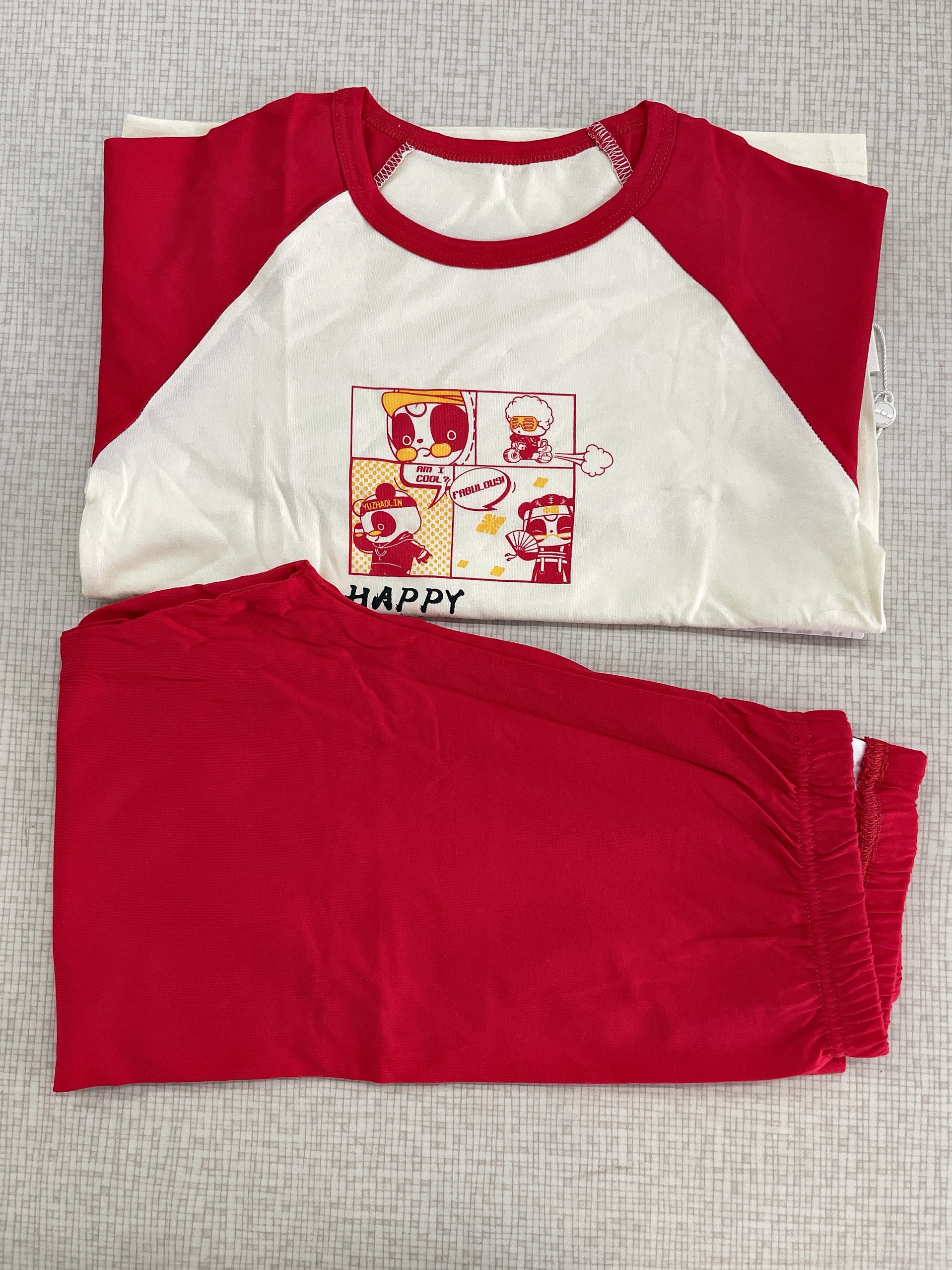 【纯棉长袖家居套】新年熊猫 品牌童装  偶有微瑕 