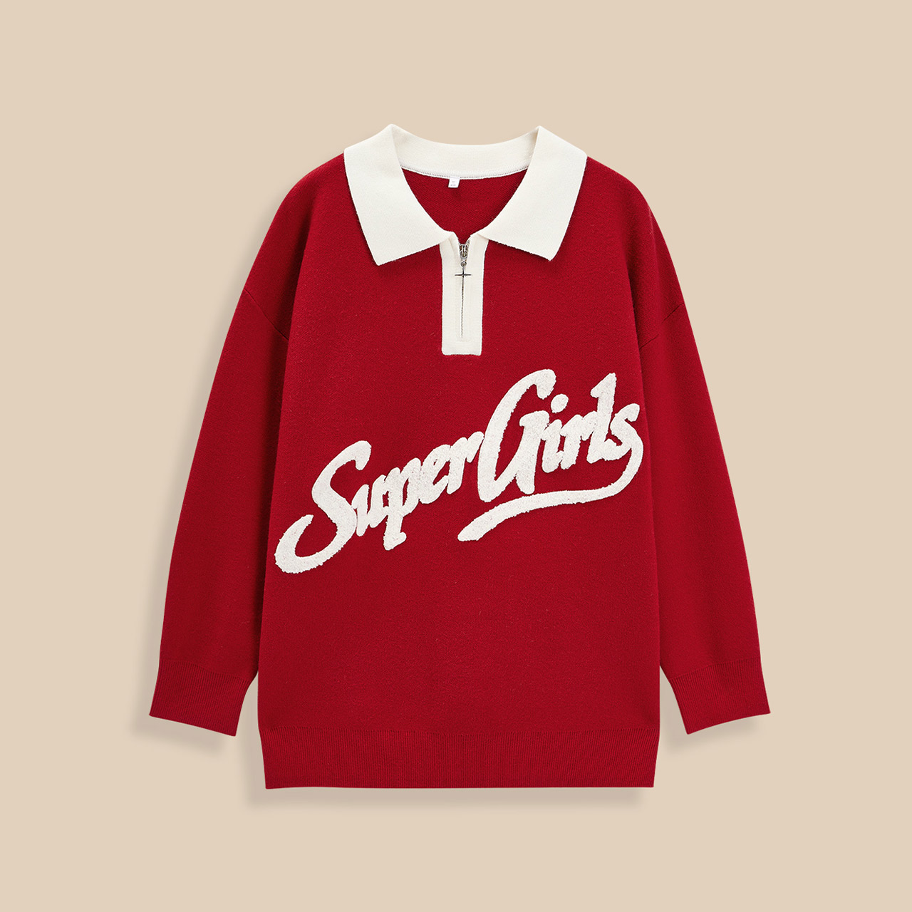 IEF/爱依服2025冬季新款美式时尚休闲字母提花宽松百搭毛织中上衣