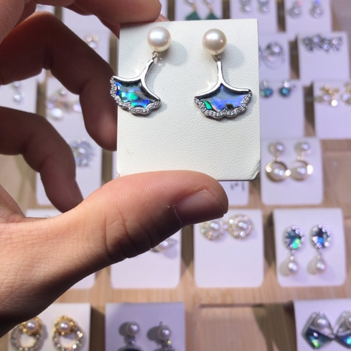 淡水珍珠耳饰银S925镶嵌