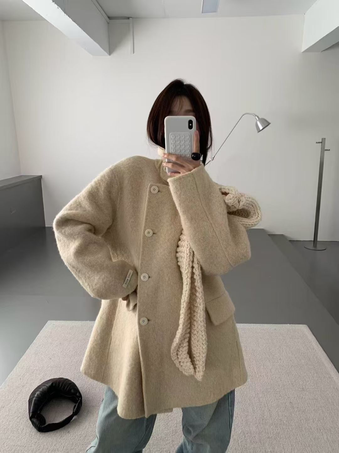 常规袖毛呢外套外套纯色非图片款，默认微瑕下单不退不换