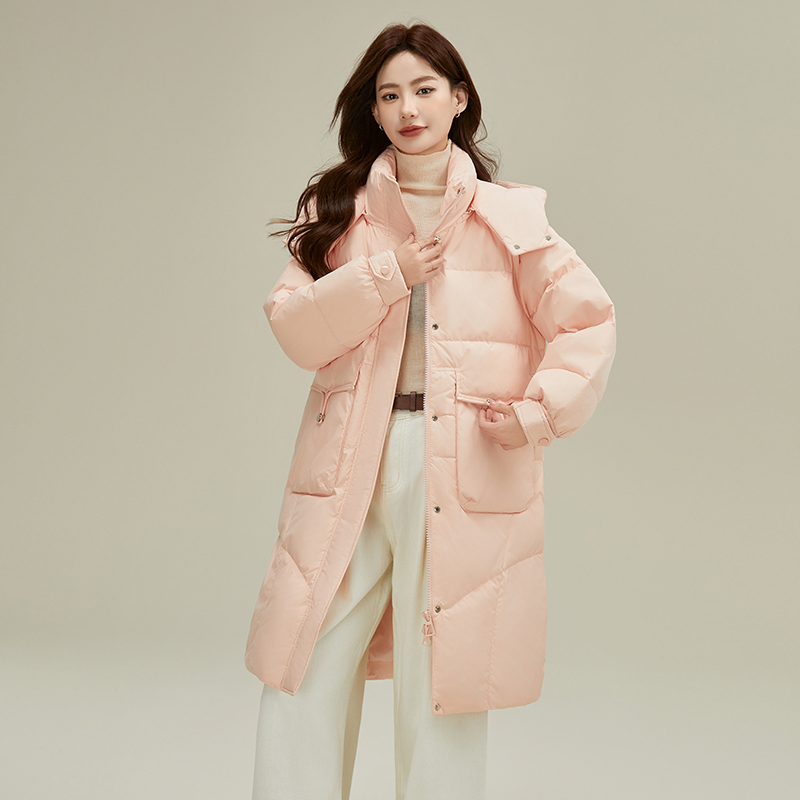 【通用】韩版过膝收腰显瘦长款羽绒服809