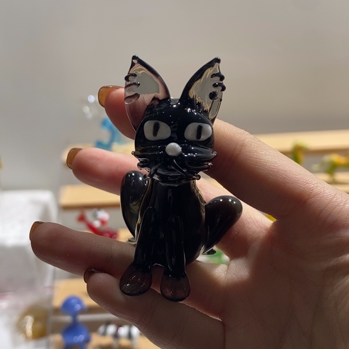 琉璃手工艺品琉璃黑猫