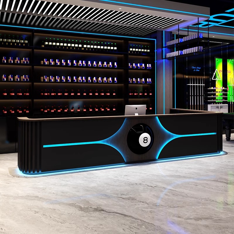 台球厅专用吧台收银台复古小酒馆餐厅清吧奶茶店转角前台接待柜台