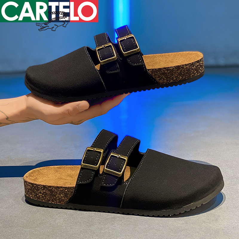 CARTELO/卡帝乐鳄鱼包头拖半拖防滑纯色夏季百搭注压鞋大码鞋QD