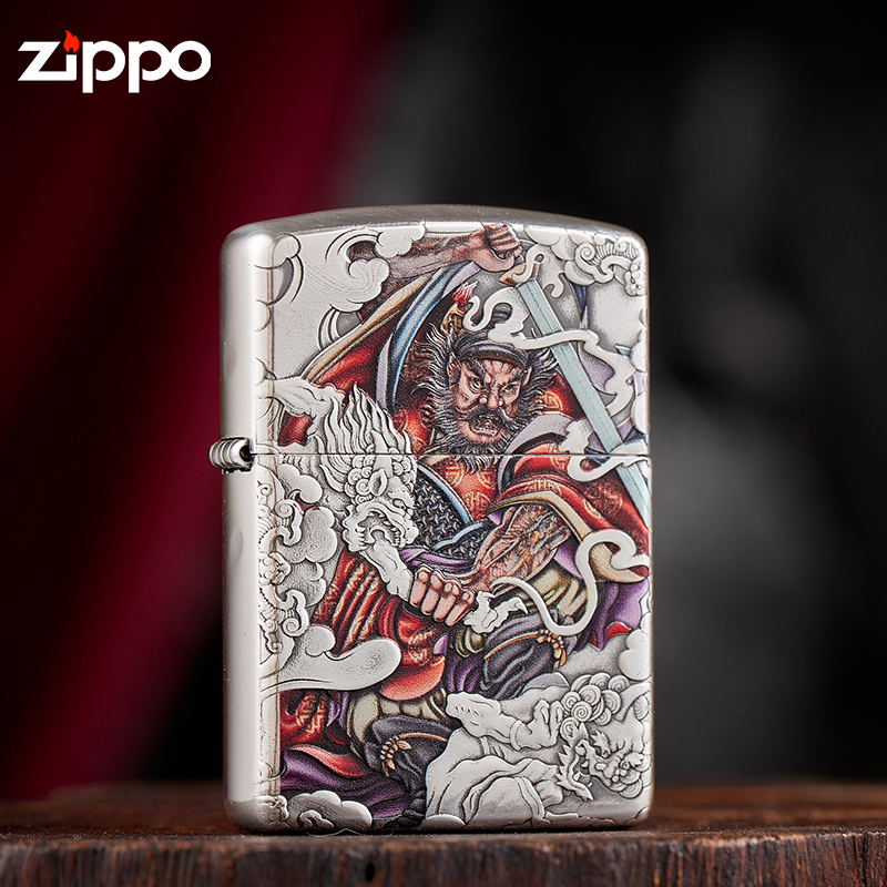 ZIPPO打火机正品天师钟馗珐琅彩包银盔甲3D立体浮雕男士礼物DYJ1