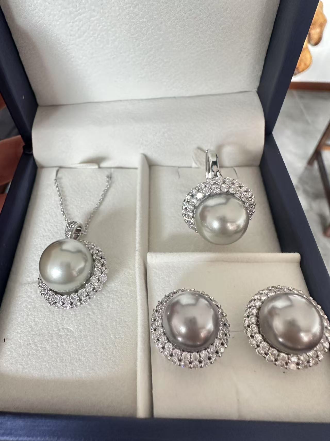 Z61时尚美人珠链（约K14项链+戒指+耳饰~银)多样性发货(阮院长)