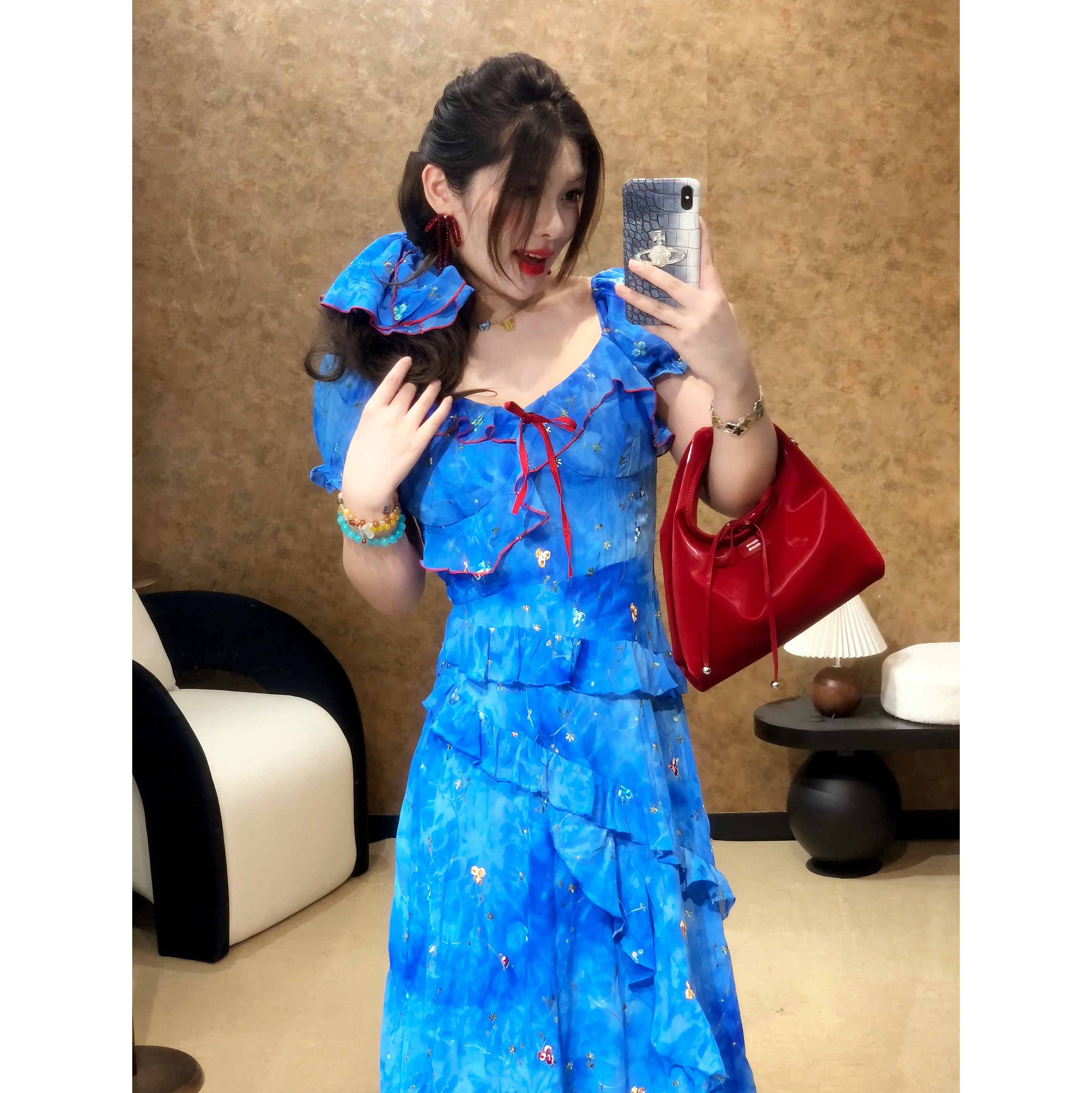 【圣托里尼】【定制扎染刺绣面料】夏日强推版型巨显瘦微胖连衣裙