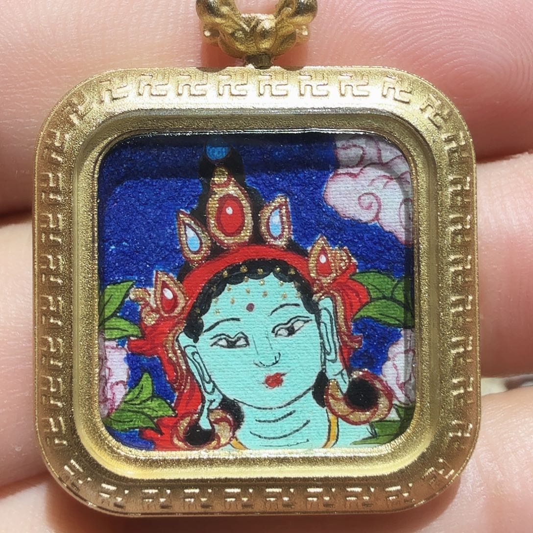 吊坠纯手绘2/2绿度母~~漏