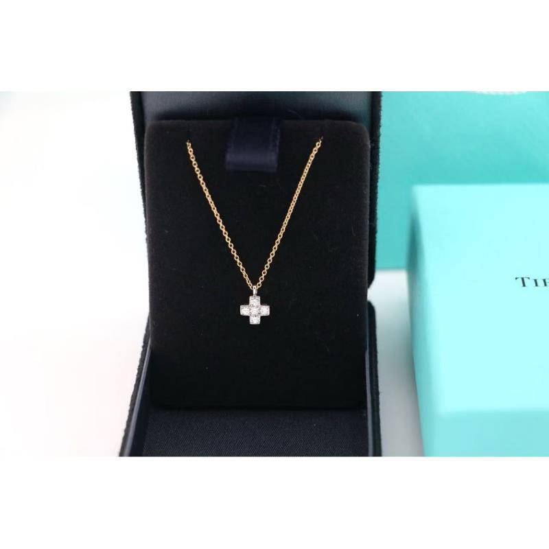 99新 Tiffany & Co./蒂芙尼  黄金x铂金十字架项链