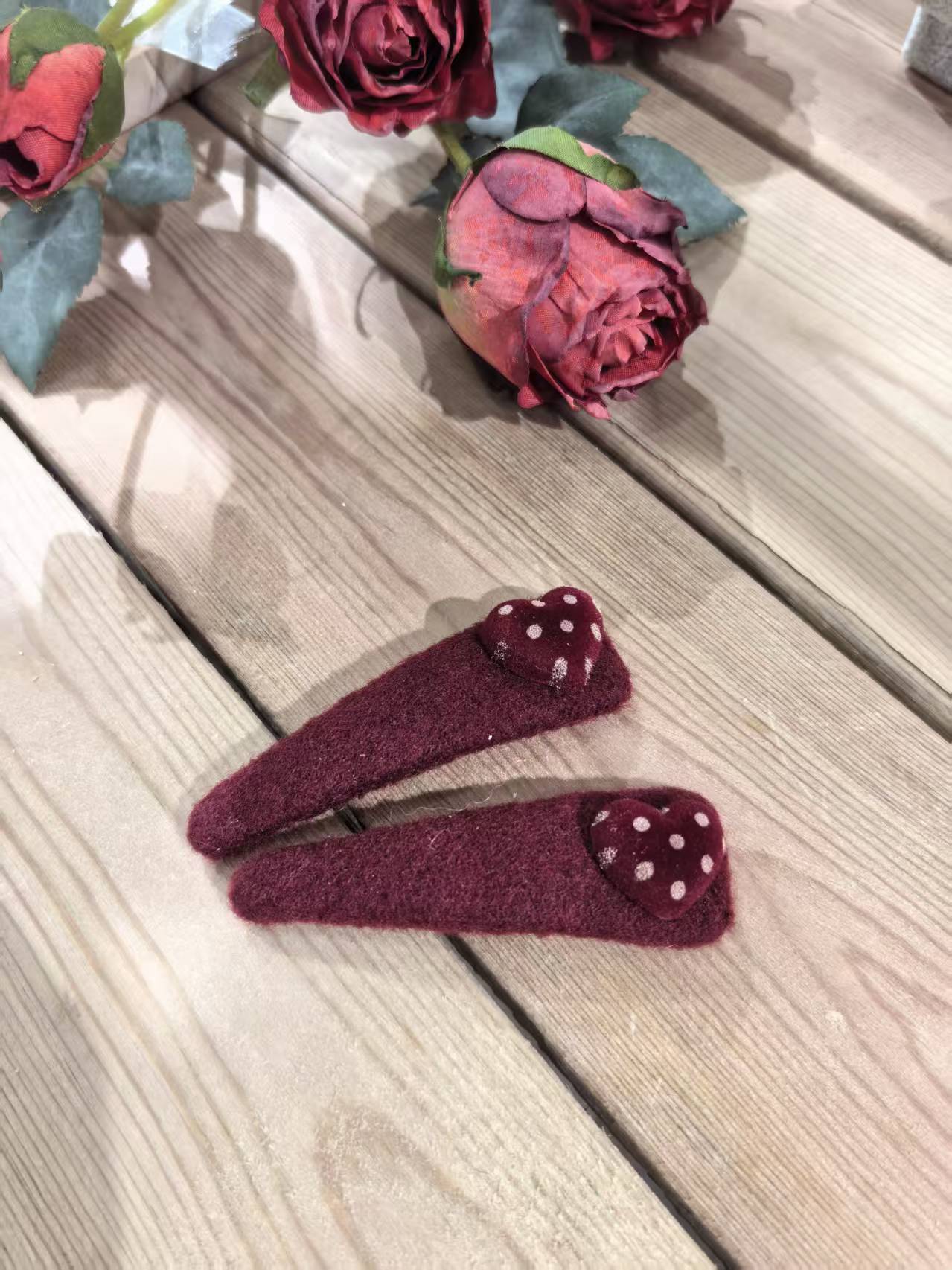 新年红波点爱心拜拜夹