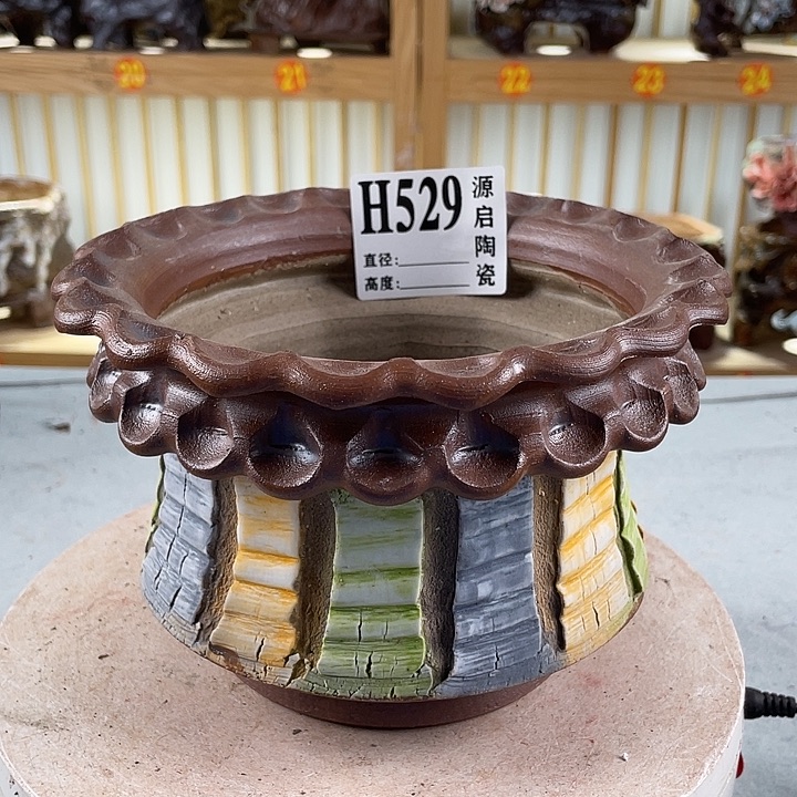紫砂花盆景德镇陶瓷529